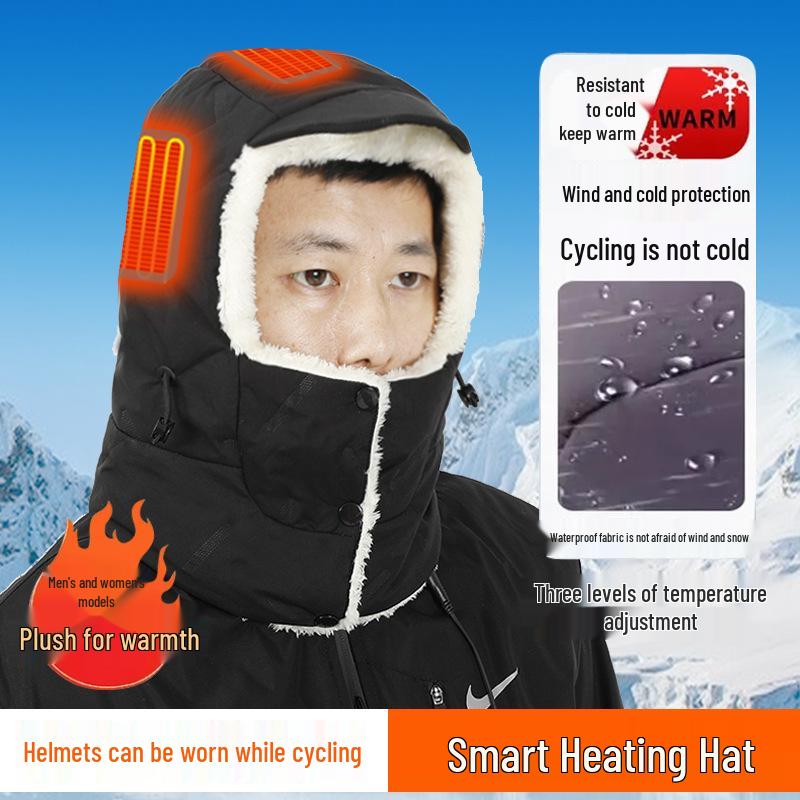 Electric Heated Hat - Smart Plus Velvet & Cotton Cap for Outdoor Cycling & Fishing Warmth