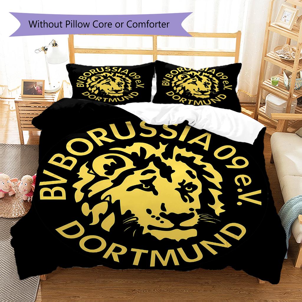Lenjerie de pat cu model BVB, Set cu cuvertură, Husă cuvertură, Față de pernă, Cadou de casă pentru ziua de naștere (1 * husă de pilotă + 2 * fețe de pernă, fără miez)