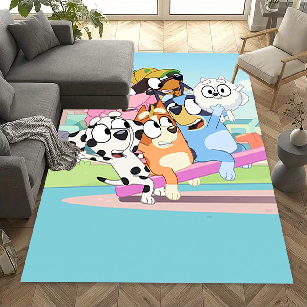 Bluey Friends Adventure Floor Rug Office Rug Perfect for Dormitory Dining Room Outdoor Foyer Antislip Carpet Decorate Offices Birthday/Christmas Gift