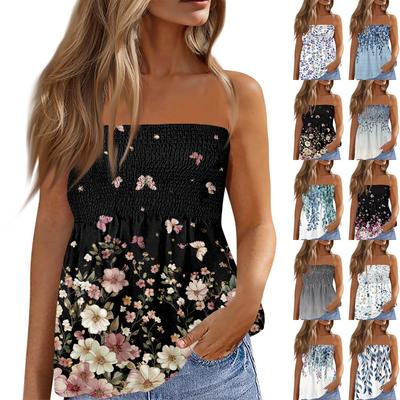 Tube Tops For Women,Cute Sexy Off Shoulder  Print Sleeveless T-Shirt