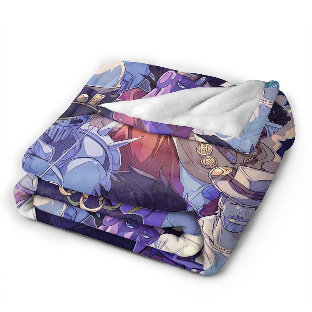 Stardust Crusaders Blankets Bizarre Adventure Flannel Throw Blanket Airplane Travel Printed Ultra-Soft Warm Bedspreads