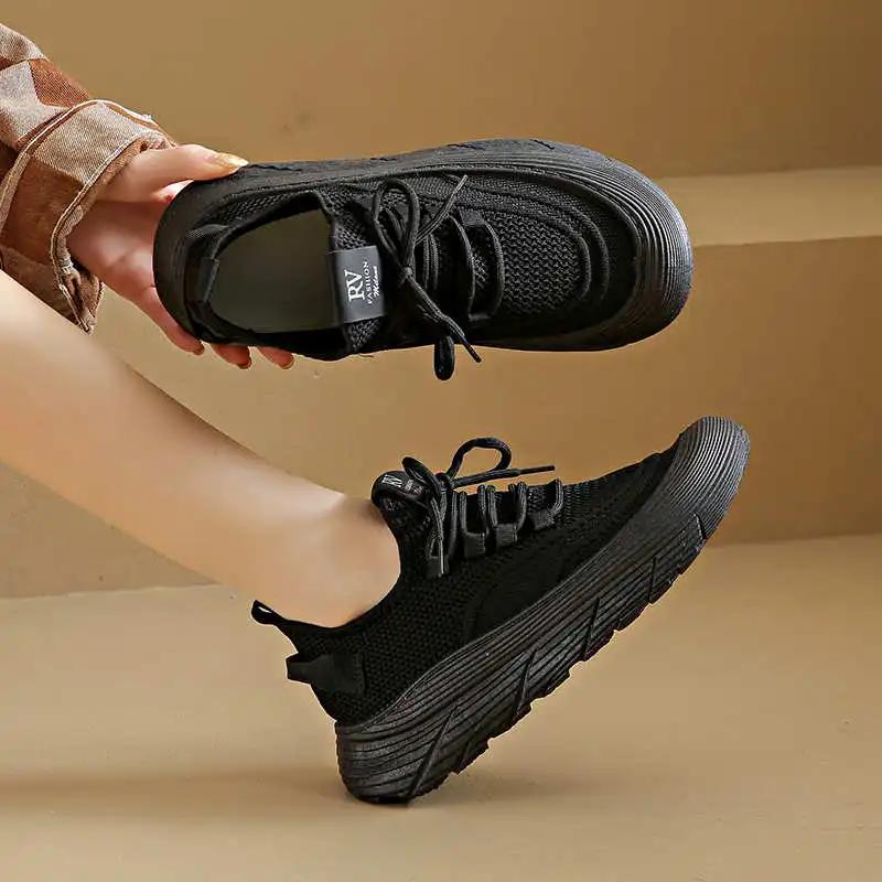 Round Foot Ete Spring Woman Heel Shoes Womens Sneakers Black Color White Heels For Women Sport Tnis Deporte Athletics Gym
