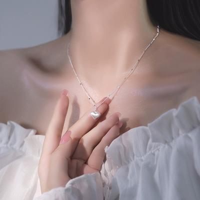Liebe Halskette Damen leichter Luxus Nische Designgefühl Jahresalt schlicht Pfirsichherz Anhänger Schlüsselbeinkette
