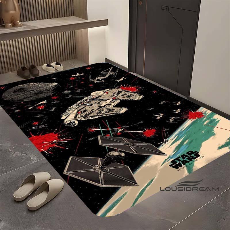 Kober s motivem Star Wars, vhodný do obývacího pokoje, retro vzor galaxie, vesmírné hvězdolety, velká protiskluzová rohožka, koupelnová předložka, domov