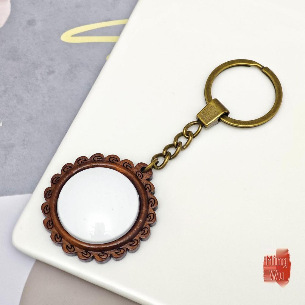 DIY Wooden Lace Base Keyring with Embroidery Kit & Snap Button
