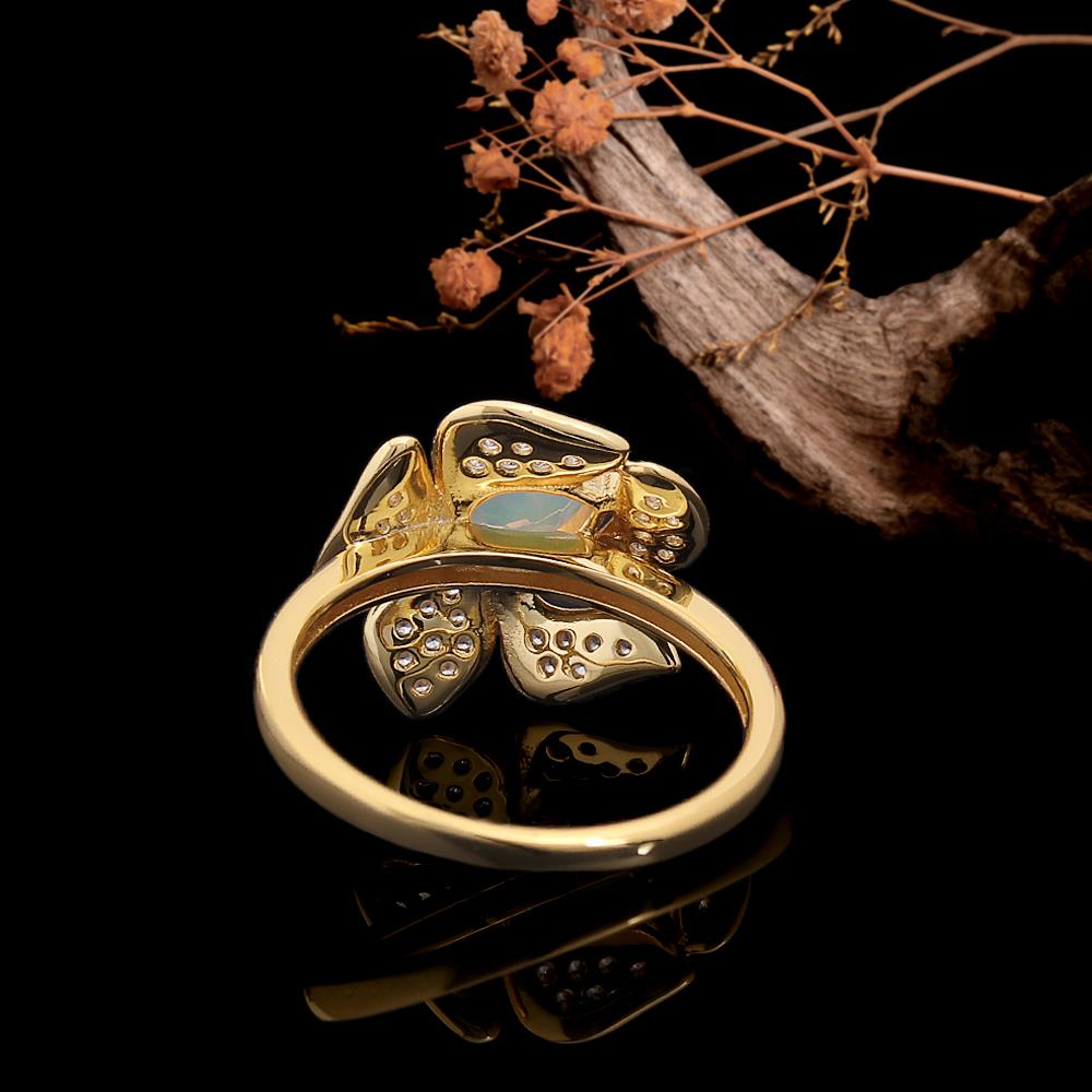 Cercei inel cu design floral opal etiopian natural pară 5*7mm argint sterling 925 set de bijuterii fine pentru banchetul femeilor cadou de petrecere