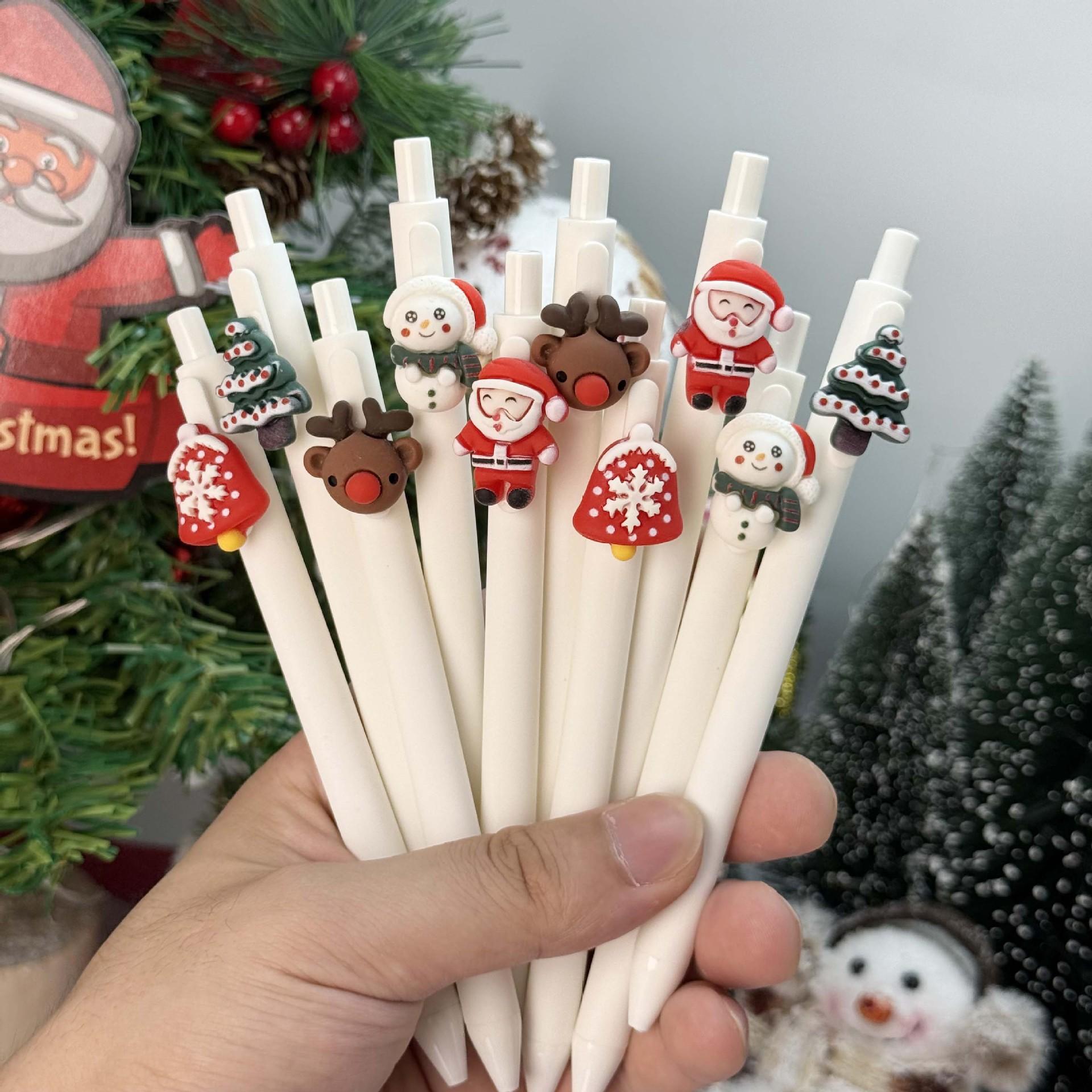 

10Pcs White Creative Christmas Baggage Shaped Patch Press Ballpoint Pen School Office Supplies Prize Gift Writing Tools Holiday Gift Novelty Stationer Random style