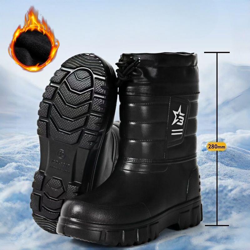 

Snow and Rain Boots Winter Thickened Men s Waterproof Cotton Boots Labor Insurance Shoes Non-slip Fishing Car Wash Work Shoes 45 холодний колір чорний