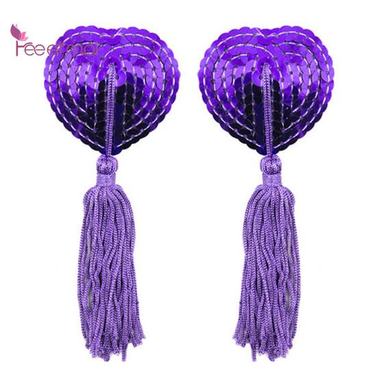 Covers Sequins Shiny Heart Self-Adhesive Invisible Shape Nippleless Stickers Tassels Chest Pads