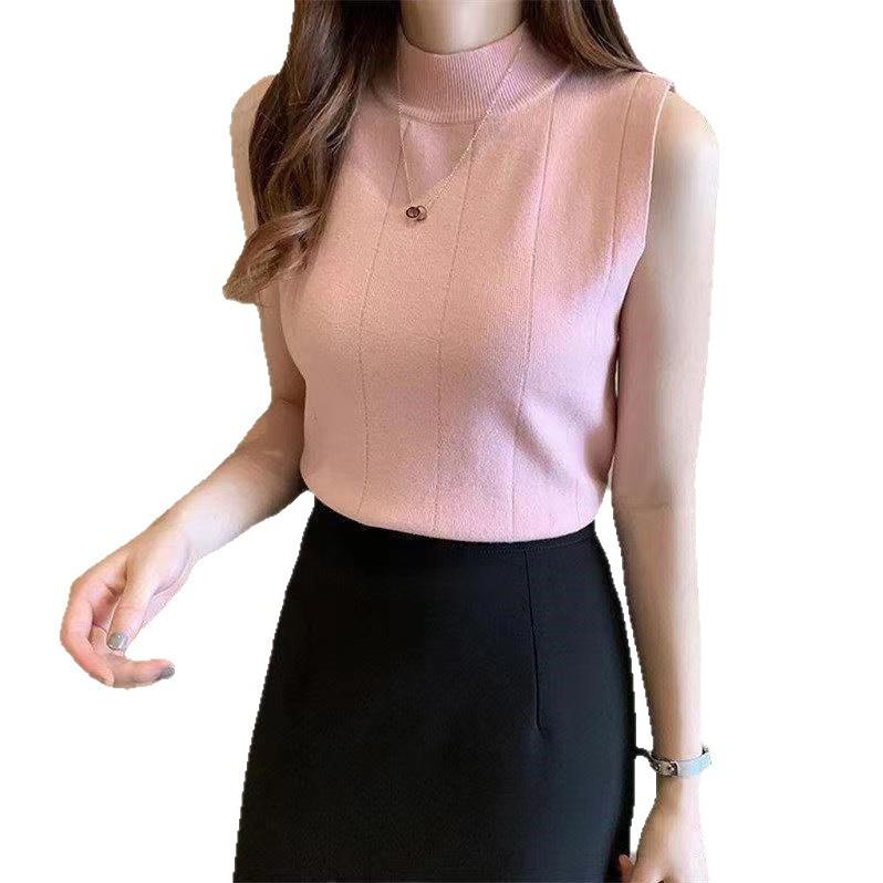 Summer New Bottoming Shirt Women's Summer Slim-fitting Thin Sweater Sleeveless Knitted Sweater with Vest Short Top