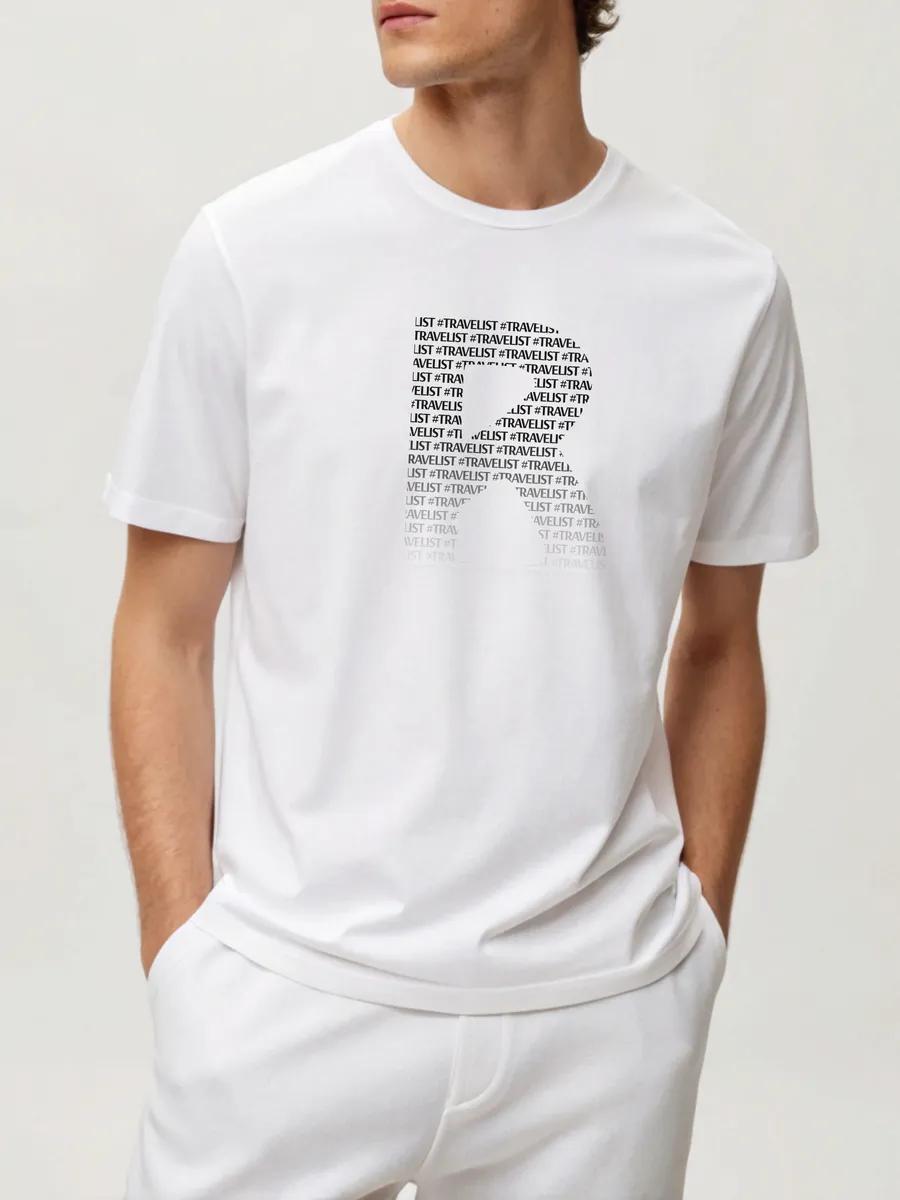 Fashionable longline oversized printed T-shirt XL