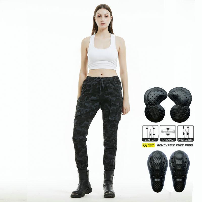 

VOLERO Motorcycle Jeans Women s Casual Rider Leg Strap Camo Multi Bag Workwear Motorcycle Riding Anti Fall Pants
