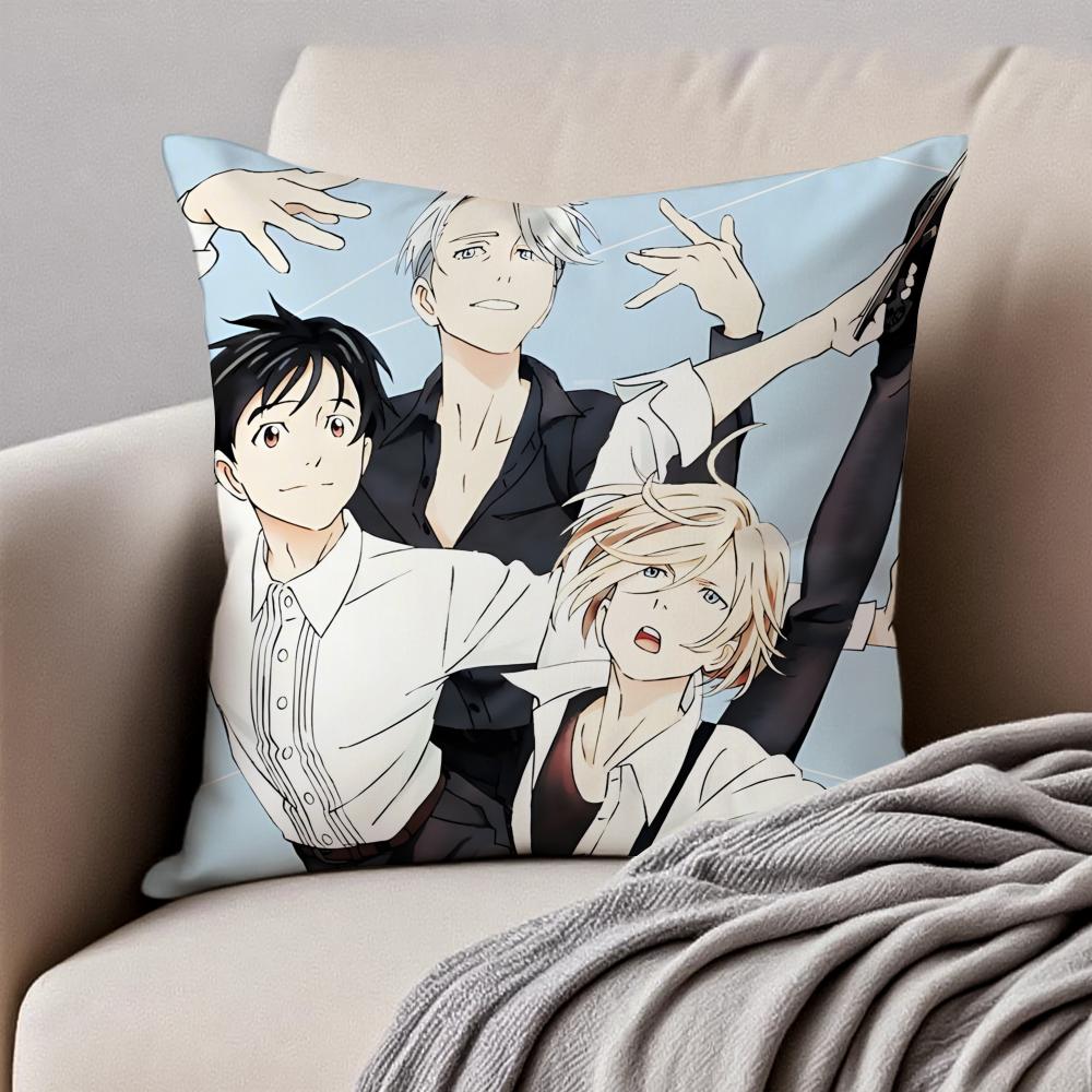 

Elegant Sports Anime YYuri on Ice Cushion Cover Pillowcase Antidustmite Invisible Zipper Short Plush Sofa Cushion 30X30cm