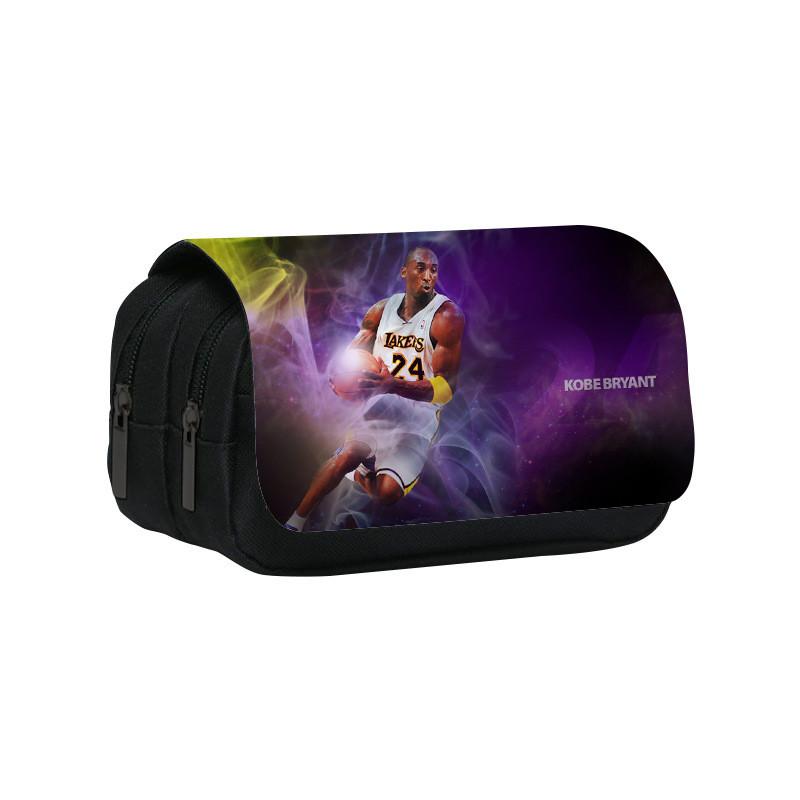 Kobe Bryant Double Layer Pencil Case With Nylon Material For Students And Nba Fans