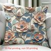 1 Pieces Floral 2D Printed Pillow With Peach And Blue Flowers Polyester pillowcase, sofa decorative cushion cov Headboard Pillow