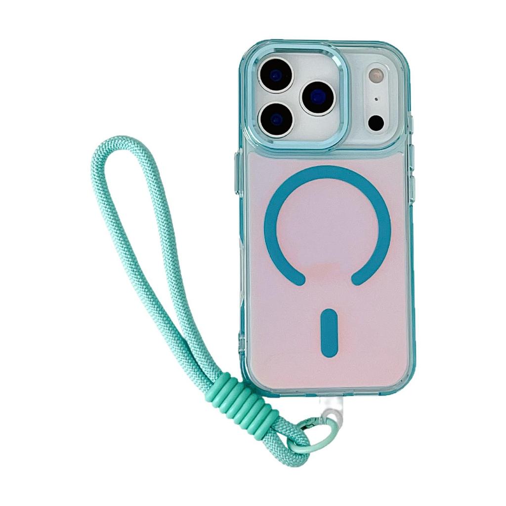 Magnetický chameleonový kryt na telefon Bright Shadow pro iPhone 17 Pro Max se šňůrkou, Kompatibilní hardwarová tlačítka pro 11/12/15/16