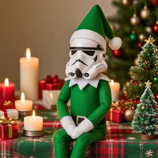 Stormtrooper na schodech Vánoční elfí panenka Sběratelská elfí figurka Dárky do punčochy na Vánoce Dekorace na domácí párty