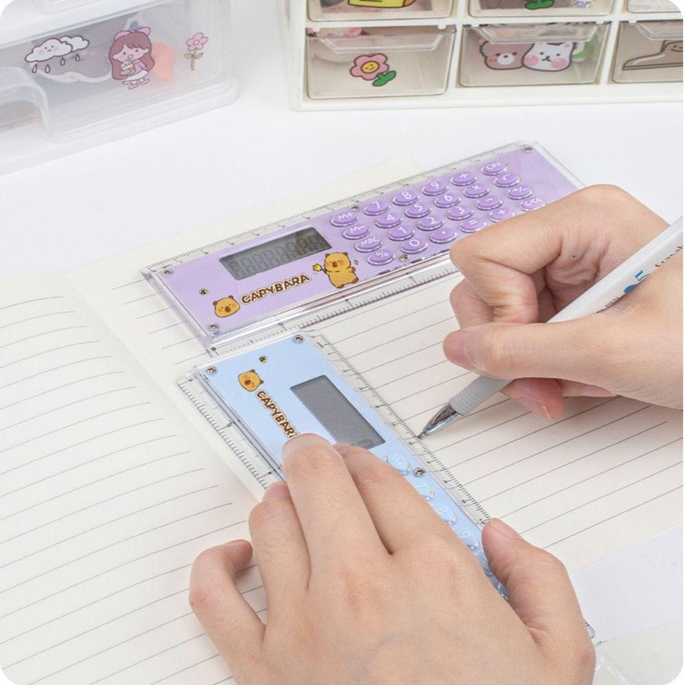 Mini Ruler Calculator 8-digit Measuring Ruler New Straightedge Students