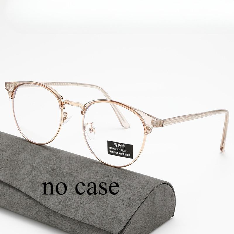 Retro and versatile anti blue light gray glasses, metal oval frame color changing glasses, eye protection glasses