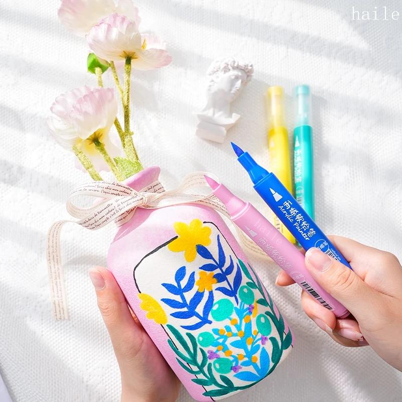 Acrylic Paint Pens Acrylic Soft Brush Marker Pensfor FabricAnime Painting DIY Art Graffiti Markers Child Art Supplies