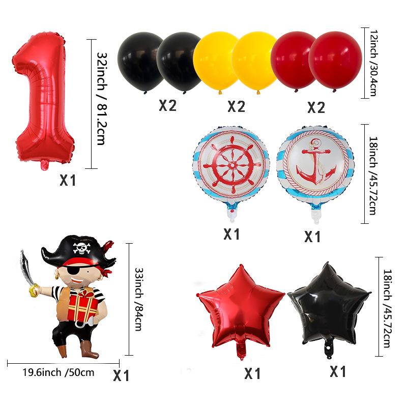 Pirate Aluminum Film Balloon Set Children'S Ocean Birthday Party Balloon Venue Arrangement Digital Balloon