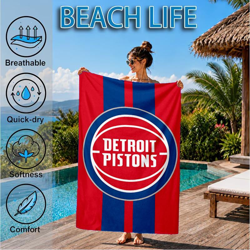 Detroit-Pistons Logo Beach Towel, Microfiber Beach Towel, Perfect For Pool, Beach, Travel, Home Decor Beach Party Fan Gifts