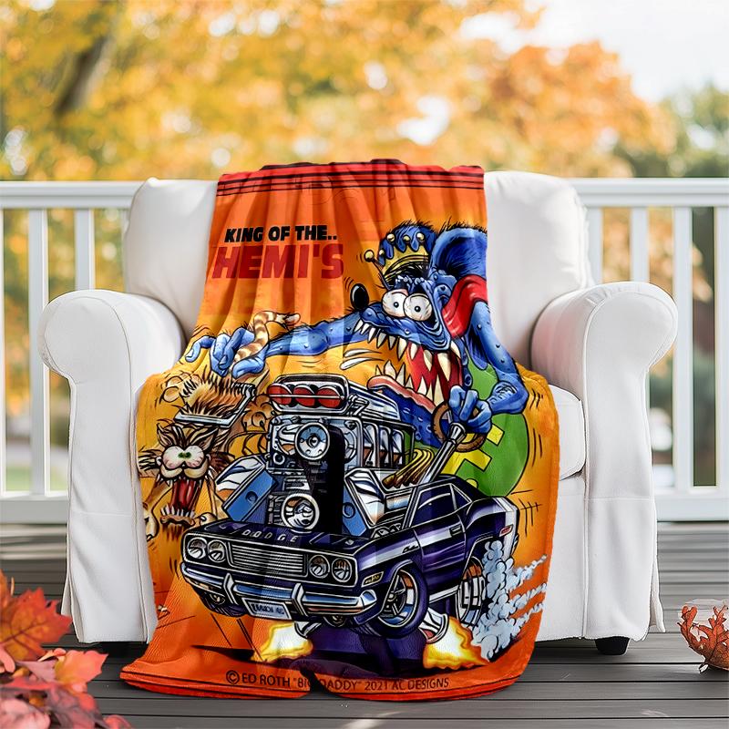 Rat Fink Power Flannel Blanket Soft All-Season Throw, Design for Camping, Car Travel, Hiking Sofa, Bed, Office Perfect Gift for Parties
