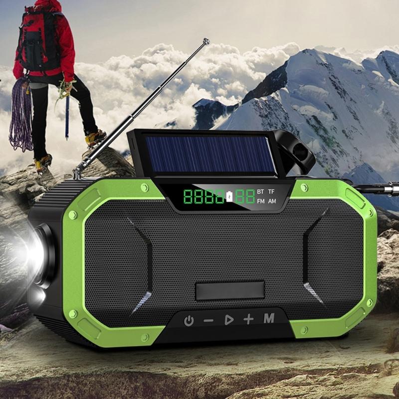 Solar Hand Cranks Radio with FM AM Band Reception Emergency SOS Alarm IPX5 Waterproof for Camping Survival Adventure