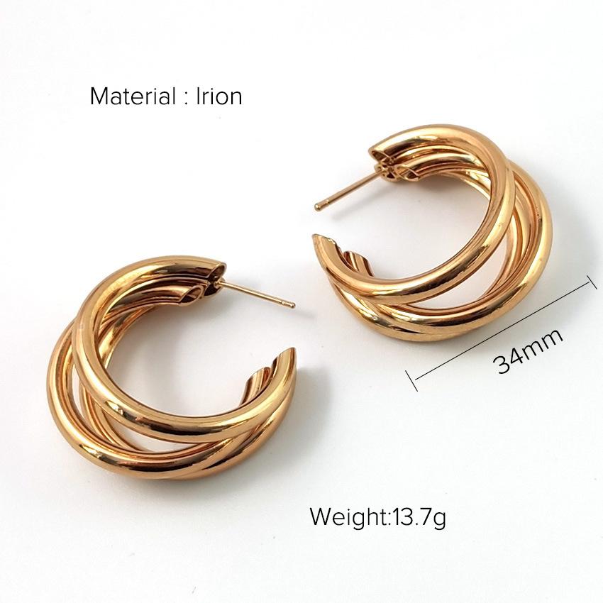 INS Brass Hoop Huggies Earrings Small Large Circle Hoops Jewelry Diamond Earrings Women Girls Gold Hoop Earrings