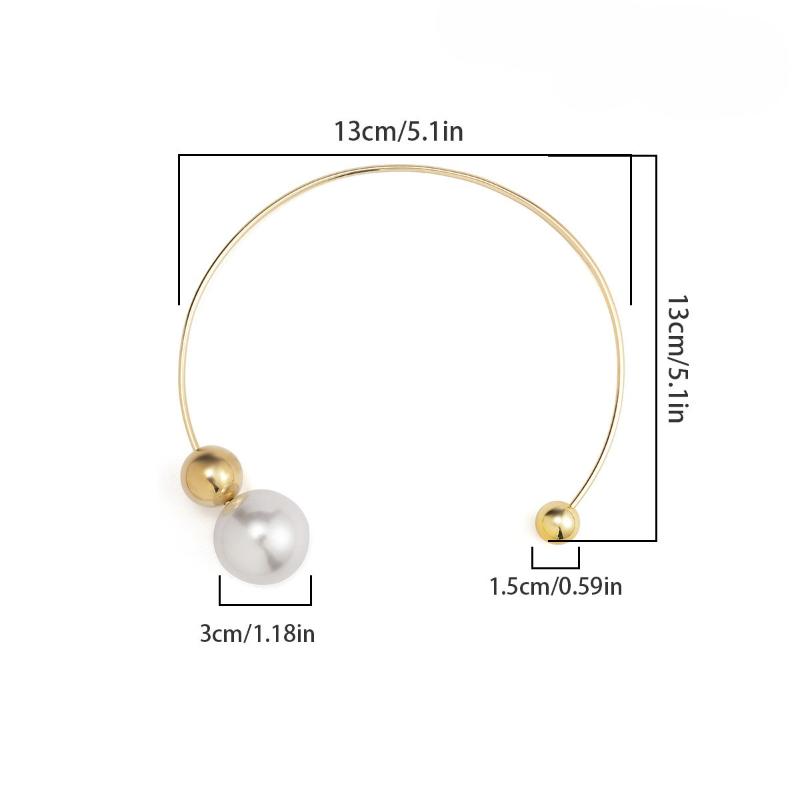 Open Circle With Ccb Imitation Pearl Ball Choker Necklace For Women Elegant Wedding Collar Torques Fashion Jewelry For Neck