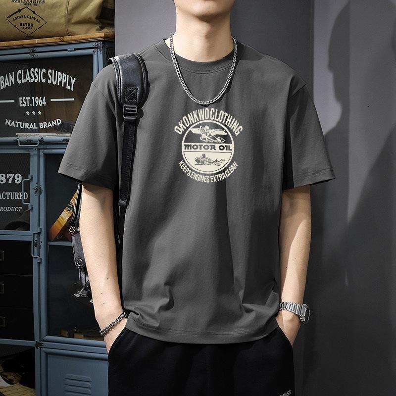 Cotton Short Sleeved T-shirt for Men In Summer Loose Niche Fashion Brand Letter Printed Half Sleeved Clothing Trend Shirt