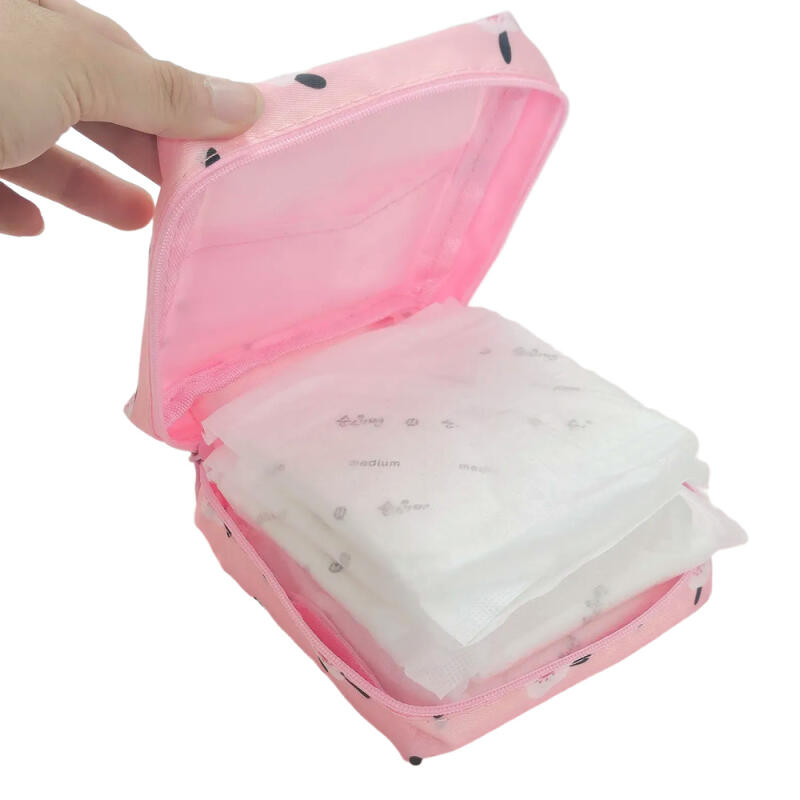 Square Printed Multipurpose Sanitary Napkin Zipper Pouch (3 Colors)
