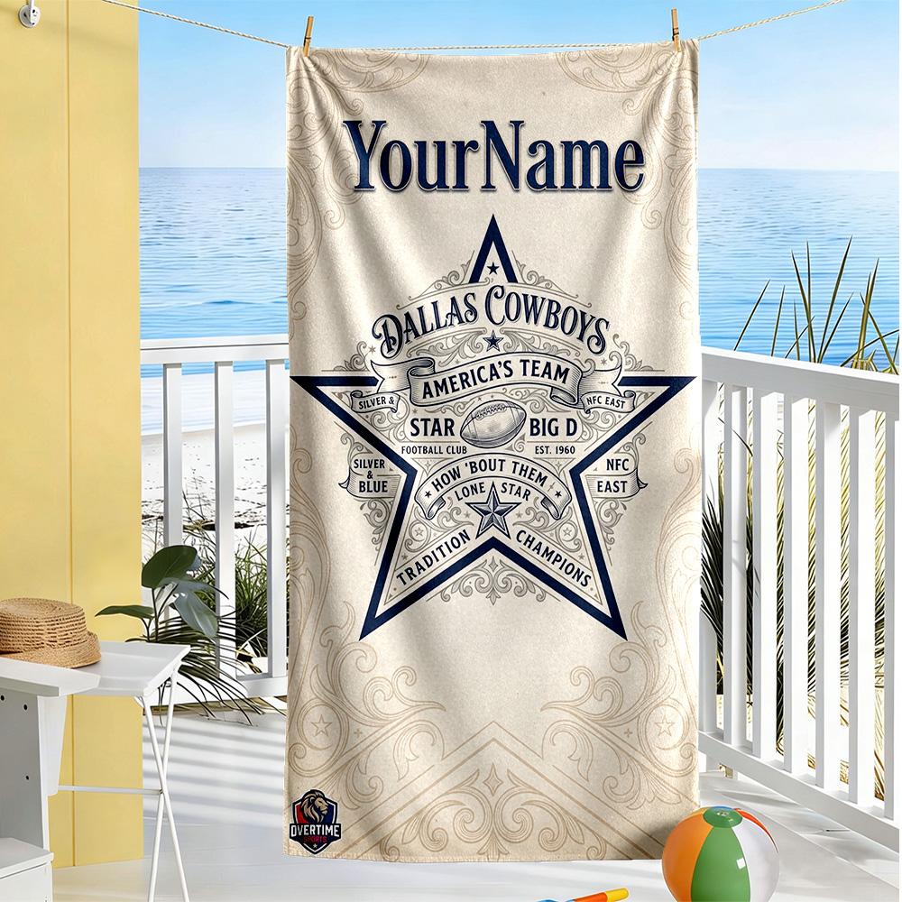 Dallas Customize Your Name Beach Towel Super Soft Microfiber Quickdry Fabric