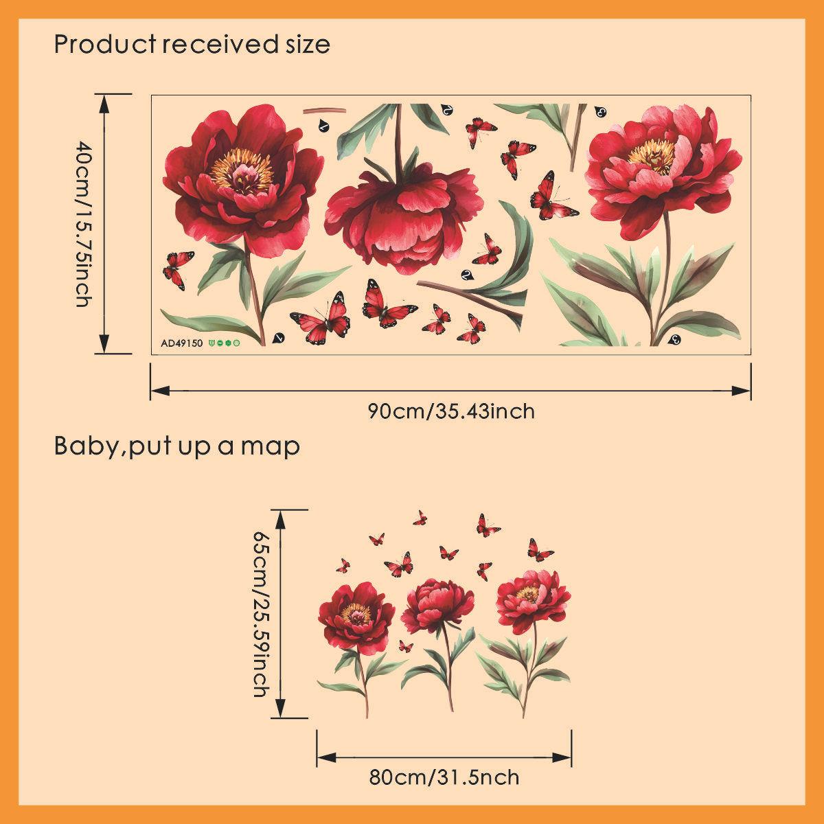

Креативные наклейки на стену с цветами и бабочками, самоклеящаяся наклейка для спальни, гостиной, кабинета, домашнего декора 40x90cm разноцветный