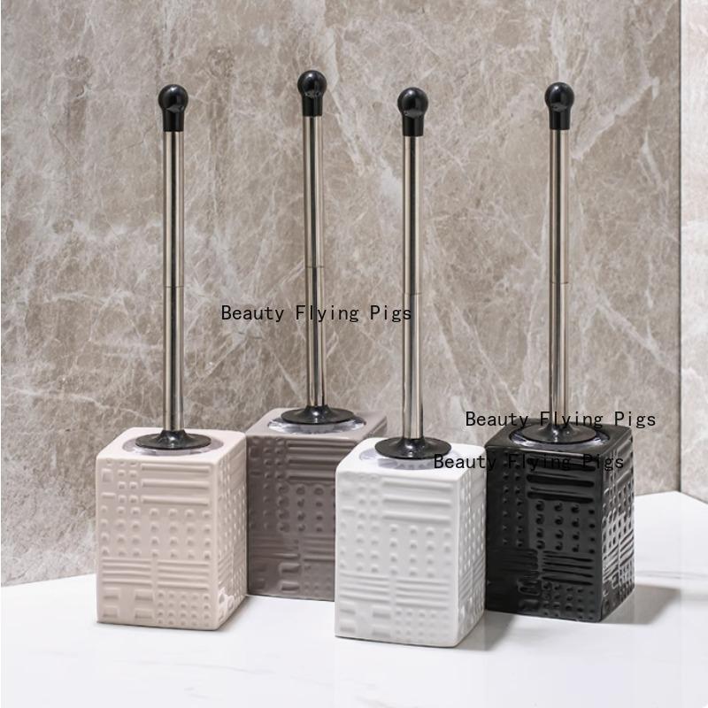 Ceramic Toilet Brush Set Squar Toilet Brush Base Long Handled Toilet Brush Toilet Cleaning Tools home Bathroom Accessories