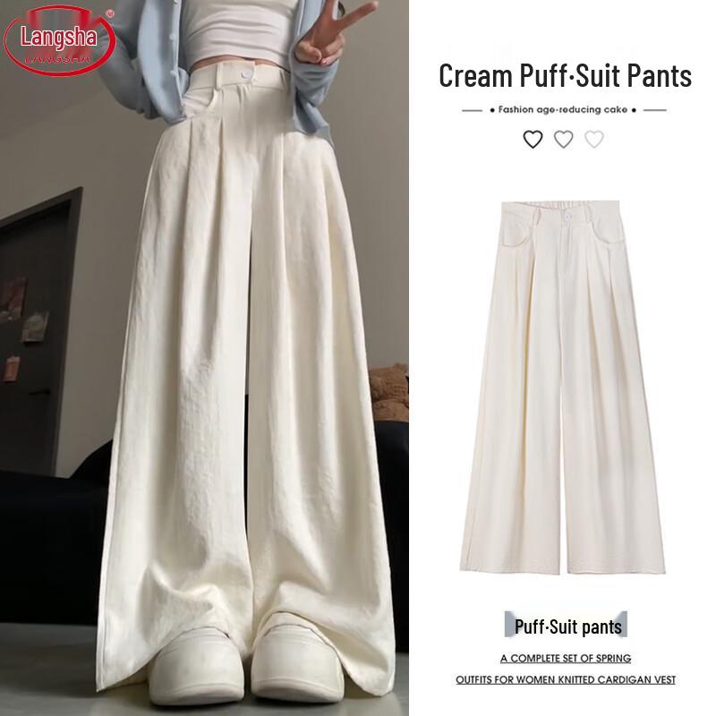 LANGSHA Women's High-Waist Wide-Leg Suit Trousers