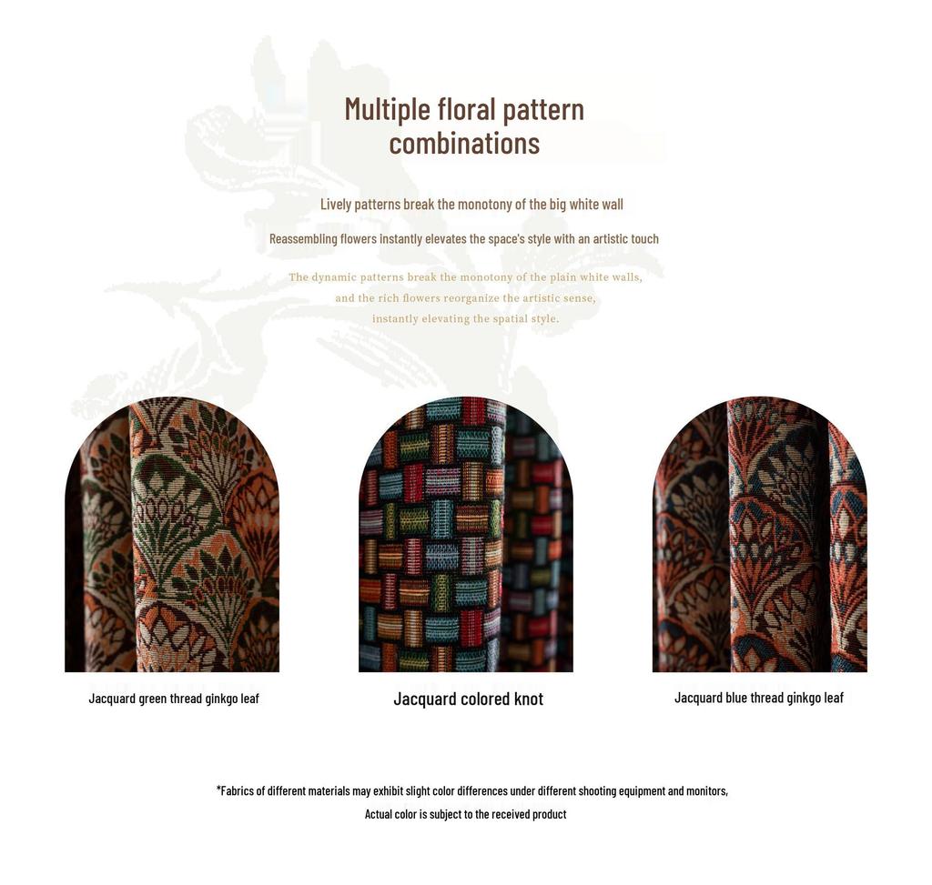 Imanqi Yun Arched Color Block Semi-Blackout Jacquard Curtains