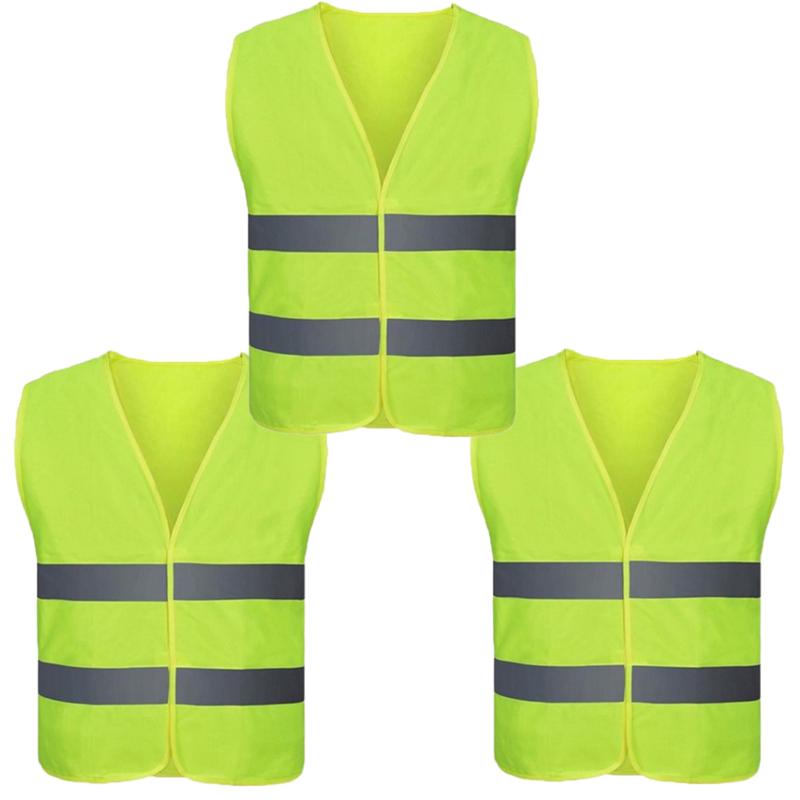 2/3pcs Reflective Vest Green/Orange High Visibility Clothing with Reflective Stripe For Outdoor Running Cycling Safety Traffic