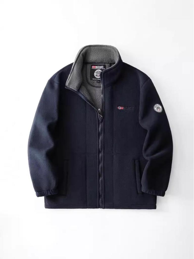Norwegen Dickes Fleecegefüttertes Warmes Jacke: Doppellagige Baumwolle, Kältebeständig, Stehkragen, Mehrere Taschen, Übergröße.