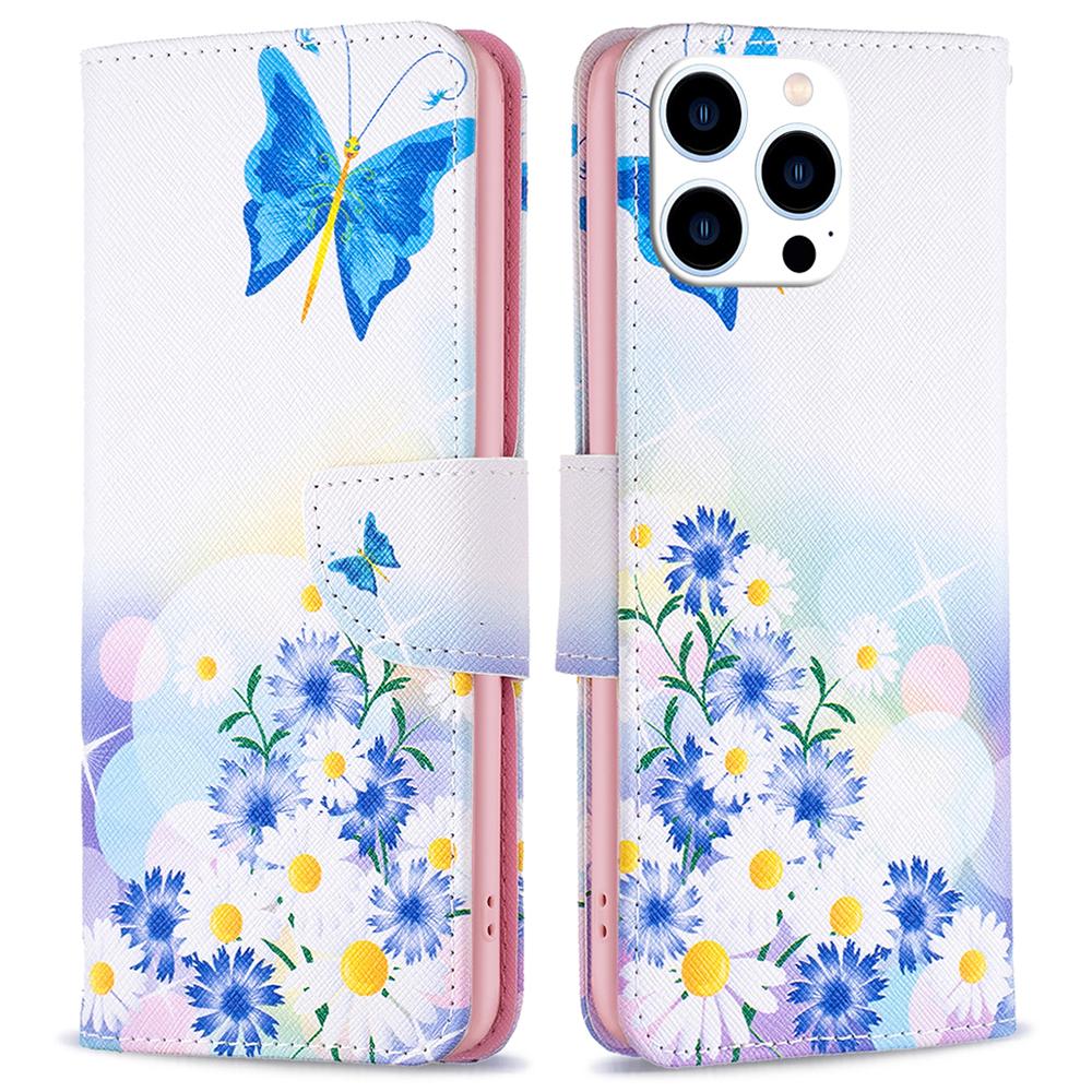 

For iPhone 16 Pro Max Case Pattern Print PU Leather Phone Cover with Wallet B