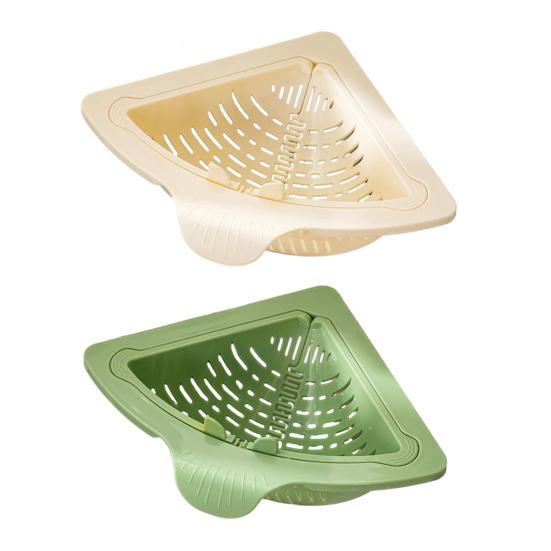 Triangular Magnetic Sink Strainer Corner Drain Basket with Twist-Open Bottom Automatic Dumping Kitchen Sink Waste Catcher for Food Scraps Debris