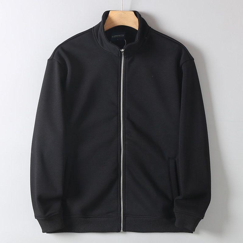 Foreign Trade Original Order Heavy Velvet Coat Men's 2024 Autumn and Winter New Warm American Solid Stand Collar Hoodie Jacket Tide