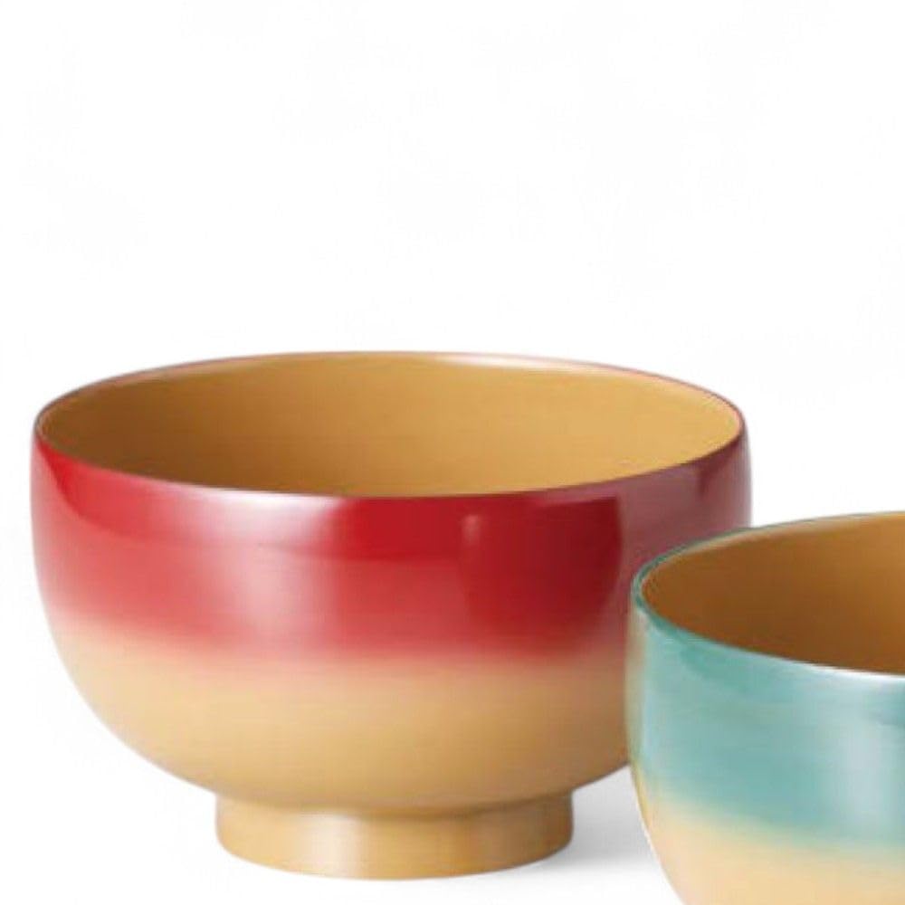 Set of 2 Lacquerware Made in J-kitchens Bowls, Hand-Painted, Japan, PID-528954