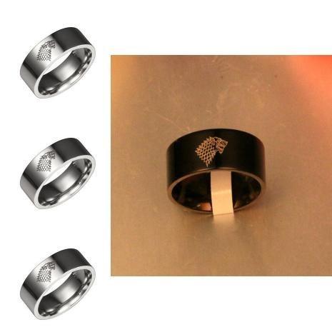 Exquisite Stainless Steel Ring Featuring The Iconic House Stark Ice Wolf Design