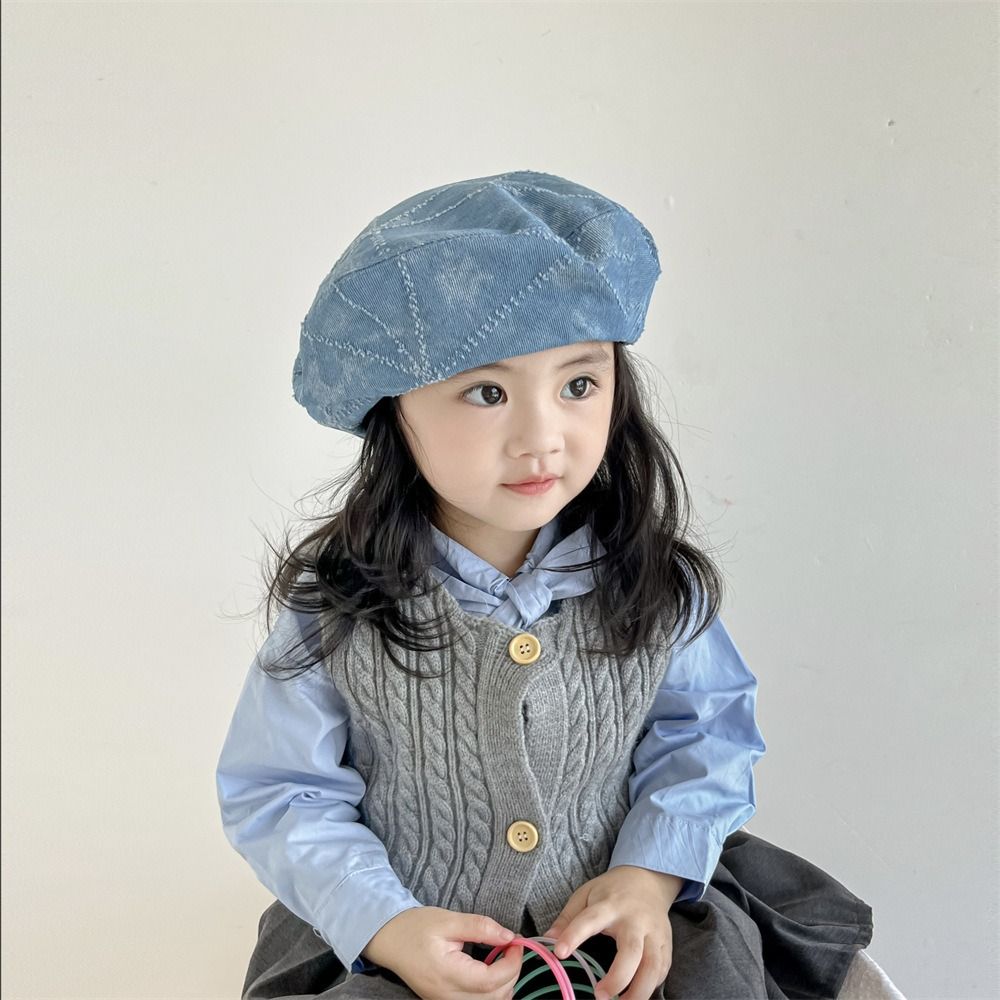 Denim Octagonal Hat Korean Newsboy Cap Fashion Children's Beret  Kids