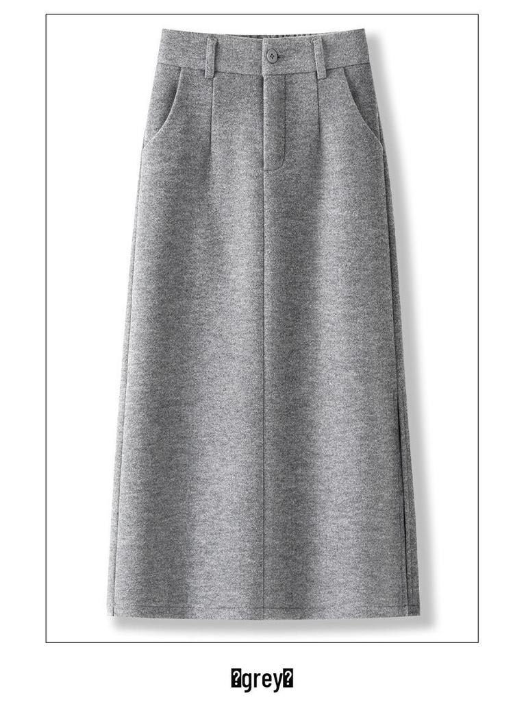 2025 High-Waisted Drapey Warm Slimming Mid-Length Straight Skirt