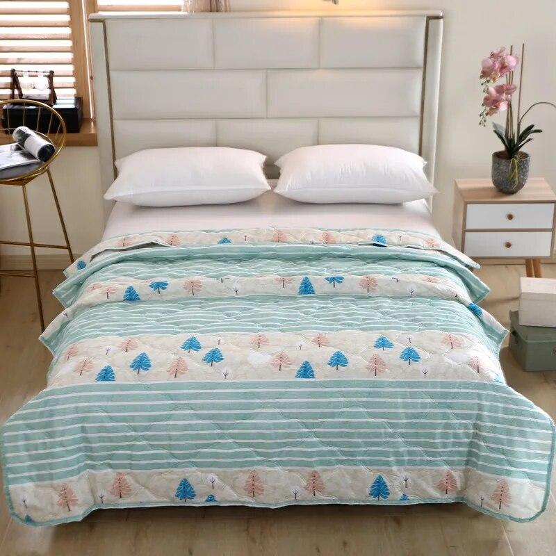 Quilt Comfortable Summer Sleep Brushed Printed Summer Cool Blanket Skin-friendly Air-conditioning Comforter Bedspread Bed Cover