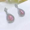 Hui Zhi Yi 2023 Elegant Pear-Shaped Pink Diamond 4x7mm Earrings in 925 Silver