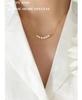 Niche Design Imitation Pearl Pendant Necklace - Gold-Plated Titanium Steel with Dangle Square Chain