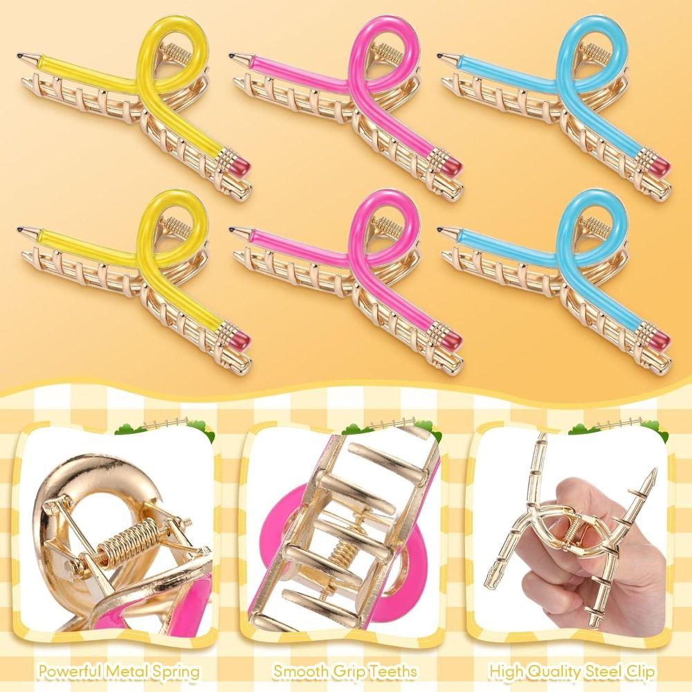 Novelty Pencil Hair Clips Cute Metal Barrettes Fashion teacher hair clips Classroom